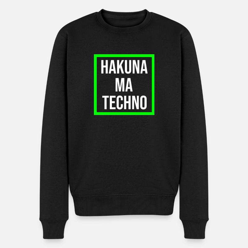Hakuna ma Techno - Männer Premium Bio Pullover - Schwarz