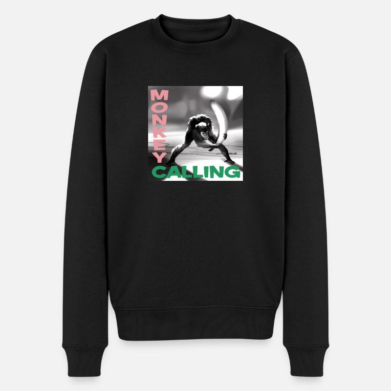 Monkey Calling - Männer Premium Bio Pullover - Schwarz