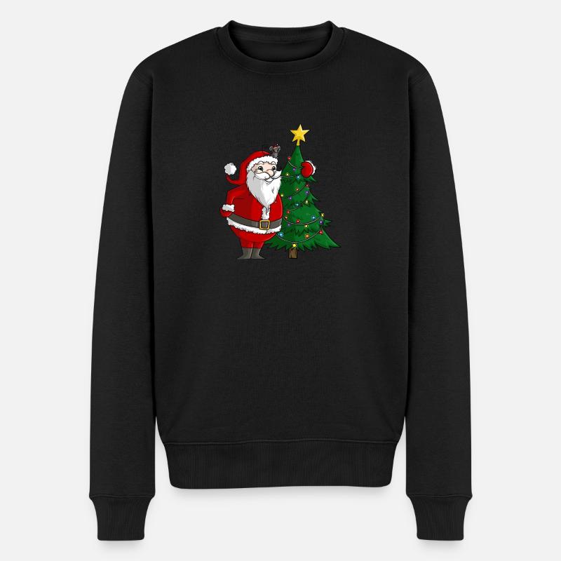 bande dessinée mignonne Père Noël - Pull Premium bio Homme - noir