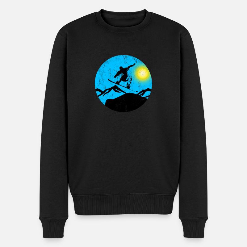 Snowboarder jump - Männer Premium Bio Pullover - Schwarz