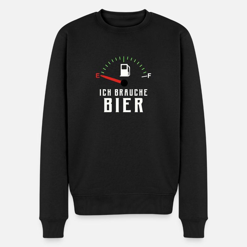 ICH BRAUCHE BIER - Männer Premium Bio Pullover - Schwarz