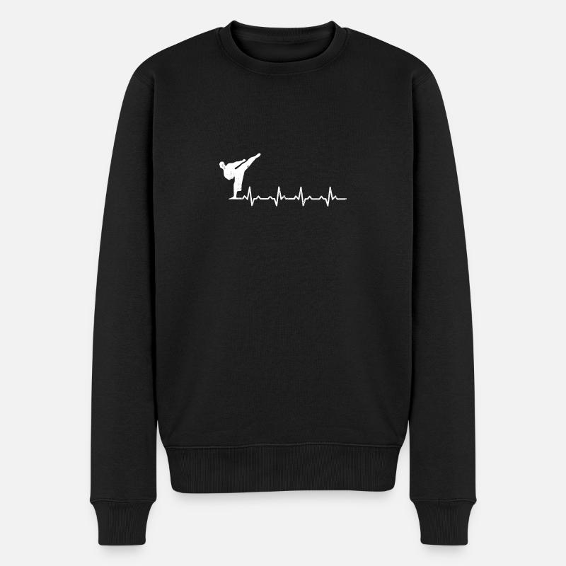 Taekwondo Herzschlag geschenk Kampfsport kampf - Männer Premium Bio Pullover - Schwarz