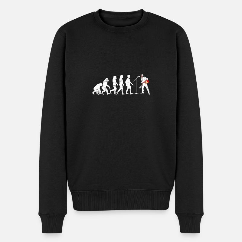 Rock sänger evolution gitarre geschenk hardrock - Männer Premium Bio Pullover - Schwarz