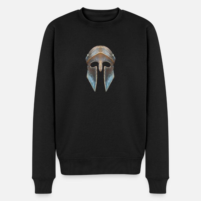 Gladiatorenhelm Low-Polygon-Effekt - Männer Premium Bio Pullover - Schwarz