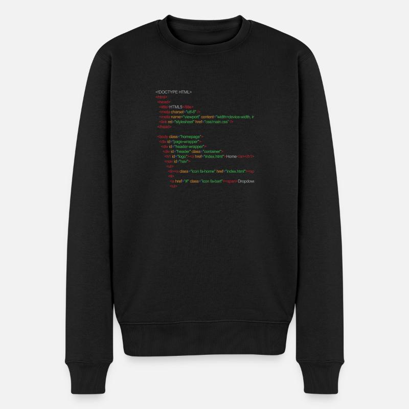 HTML5 - Männer Premium Bio Pullover - Schwarz