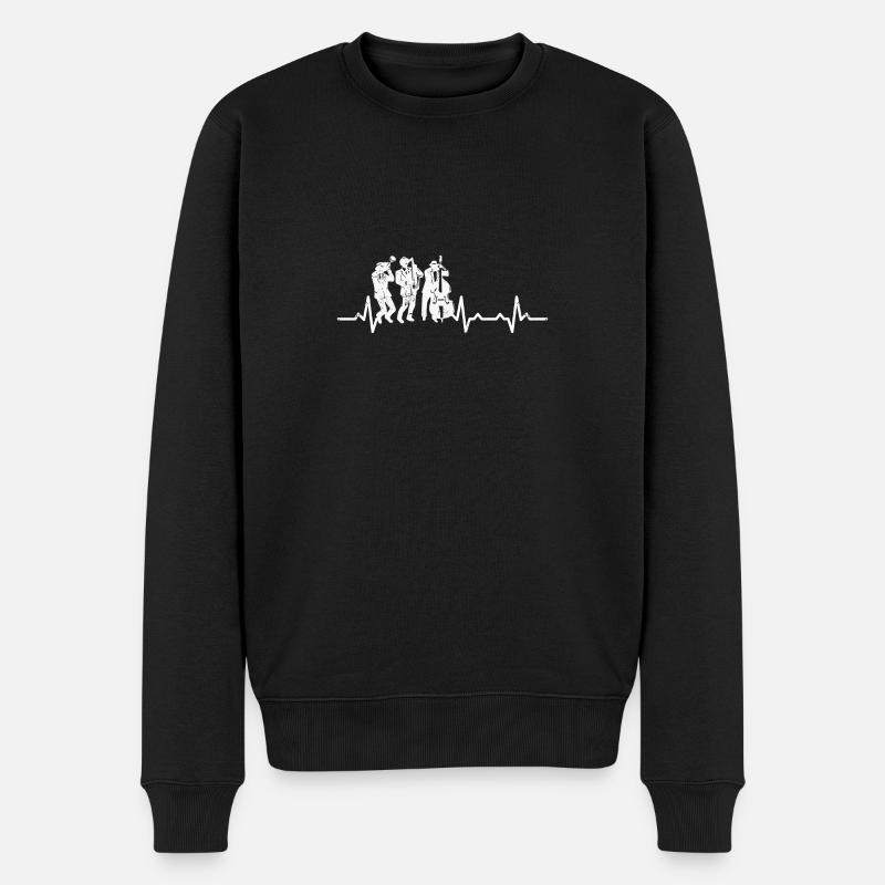 Jazz herzschlag puls geschenk band musik - Männer Premium Bio Pullover - Schwarz