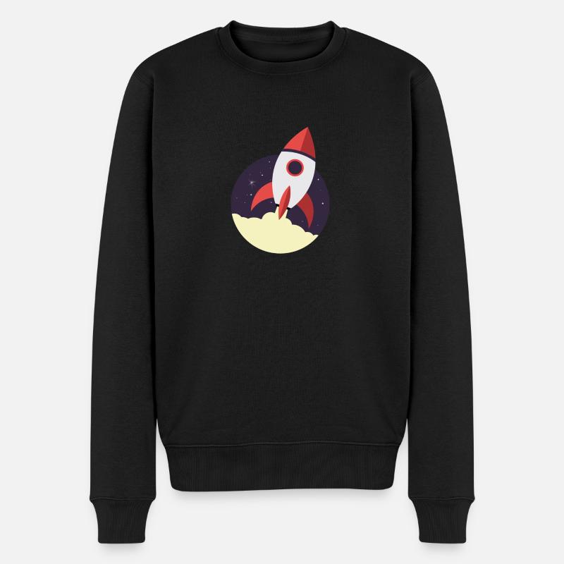 Raketenstart, Rakete, Weltraum - Männer Premium Bio Pullover - Schwarz