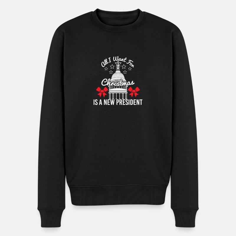 All I want for christmas is a new president - Männer Premium Bio Pullover - Schwarz