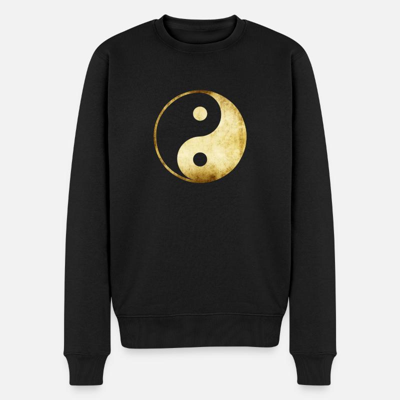 yoga yin yang gold - Männer Premium Bio Pullover - Schwarz