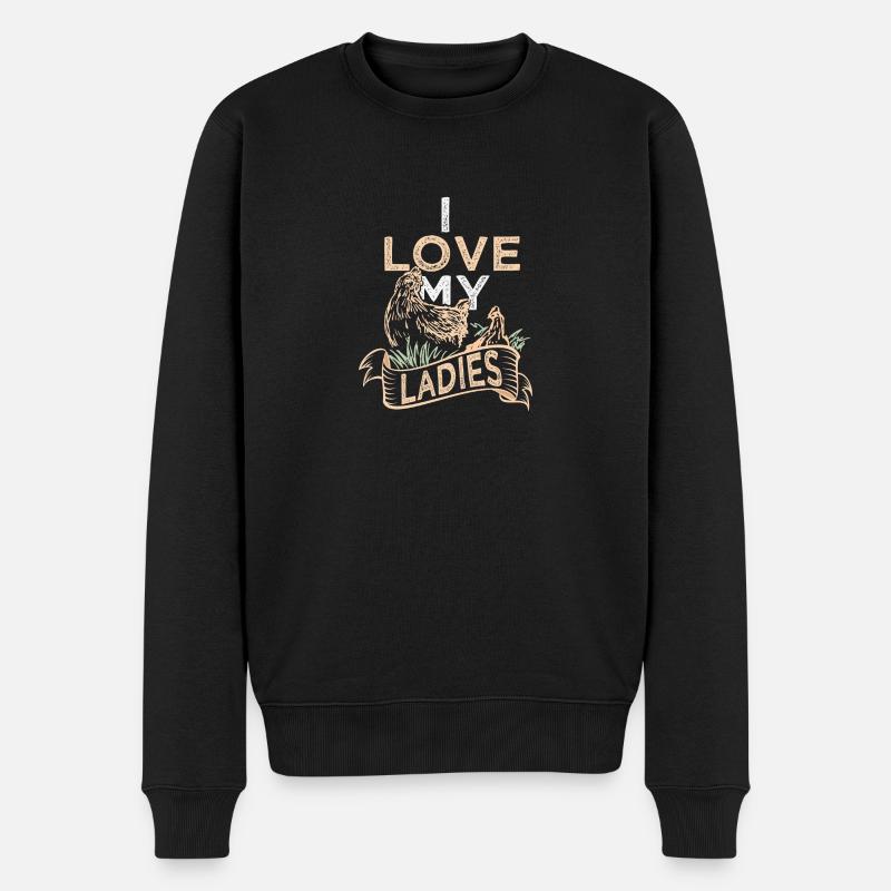 I Love My Ladies Chicken Lovers Farmer Geschenk - Männer Premium Bio Pullover - Schwarz
