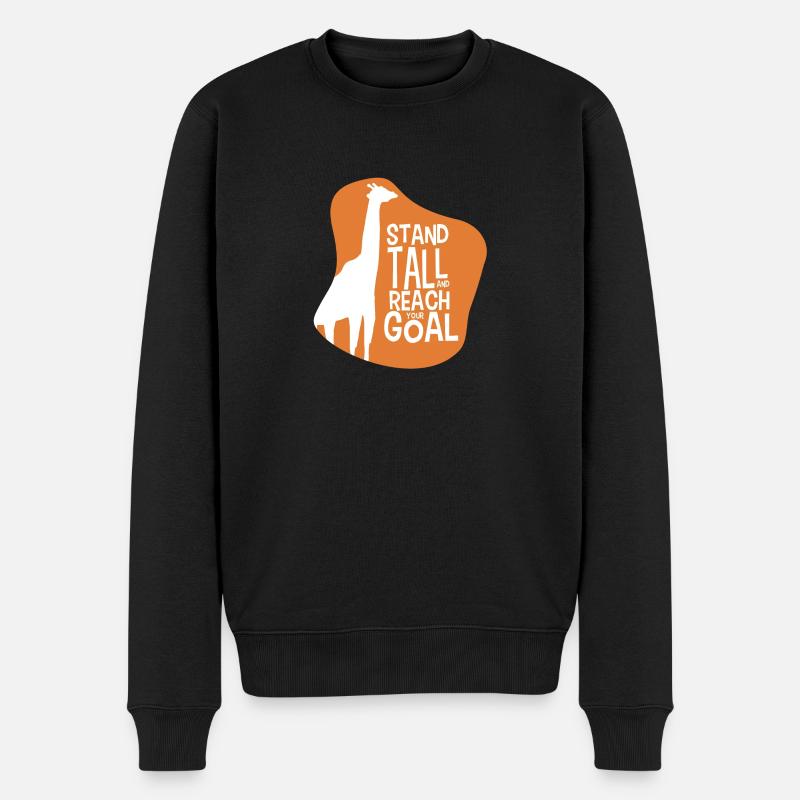Stand Tall and reach your Goal Giraffe Motivation - Männer Premium Bio Pullover - Schwarz