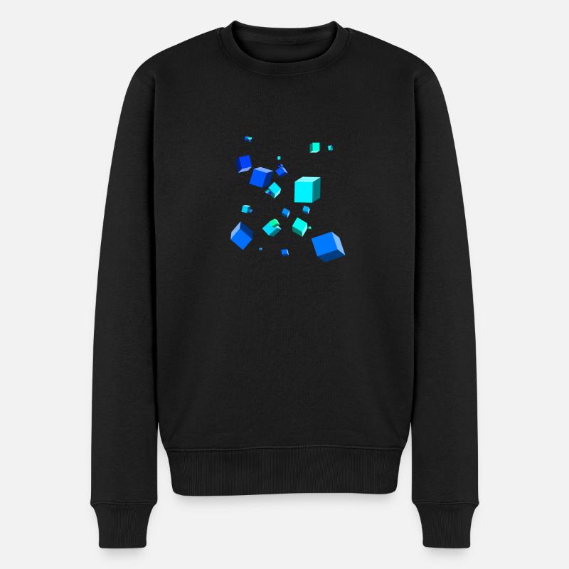 3D-Würfel - Männer Premium Bio Pullover - Schwarz