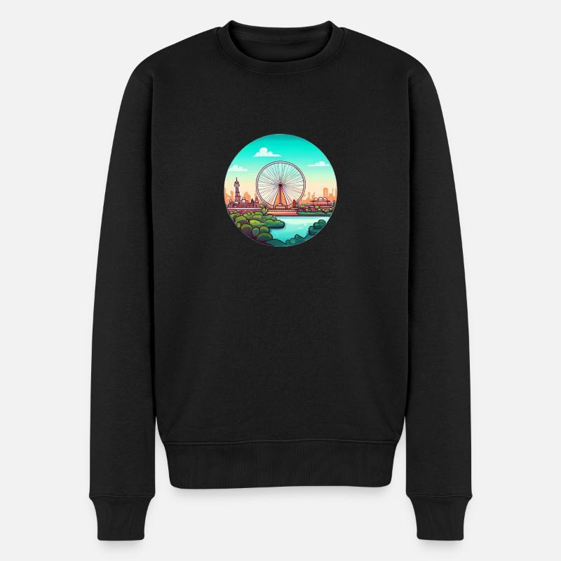 London Eye - Männer Premium Bio Pullover - Schwarz