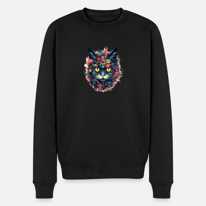 Cyperpunk Katze - Männer Premium Bio Pullover - Schwarz