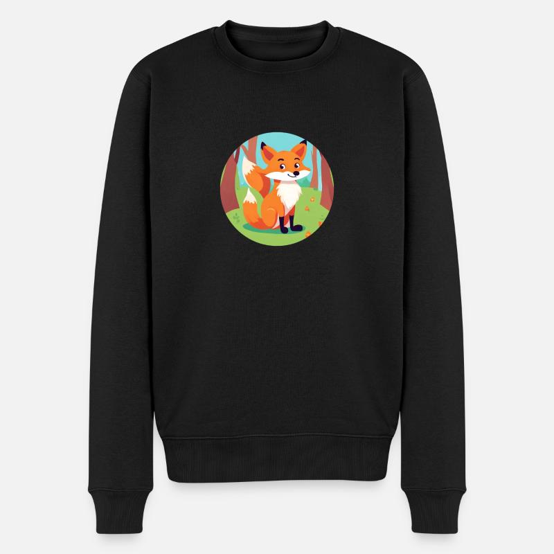 Fuchs im Herbstwald - Männer Premium Bio Pullover - Schwarz
