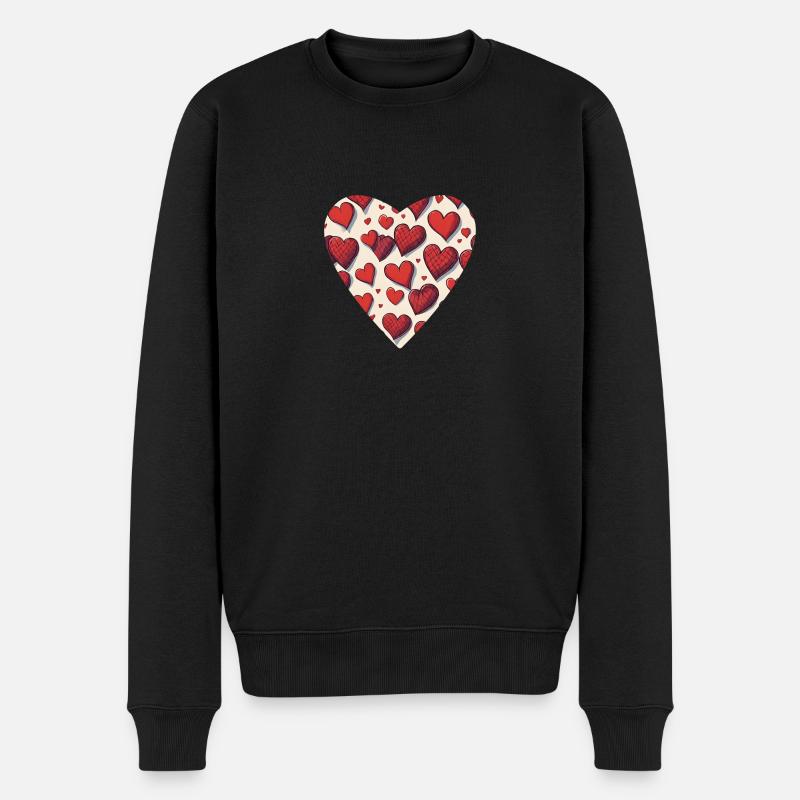 Geflecht der Herzen - Männer Premium Bio Pullover - Schwarz