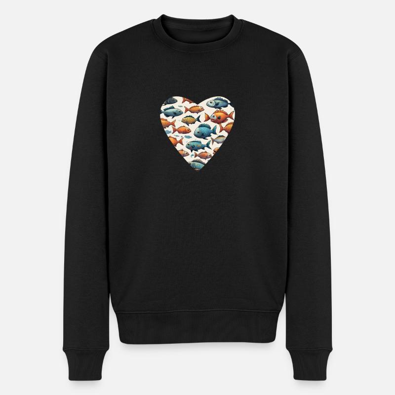 Aquariumherz Unterwasserschatz - Männer Premium Bio Pullover - Schwarz
