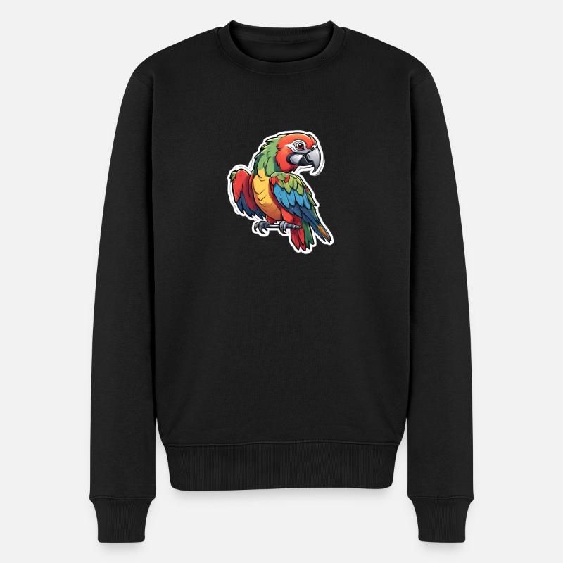 Bunter Ara Papagei" - Männer Premium Bio Pullover - Schwarz