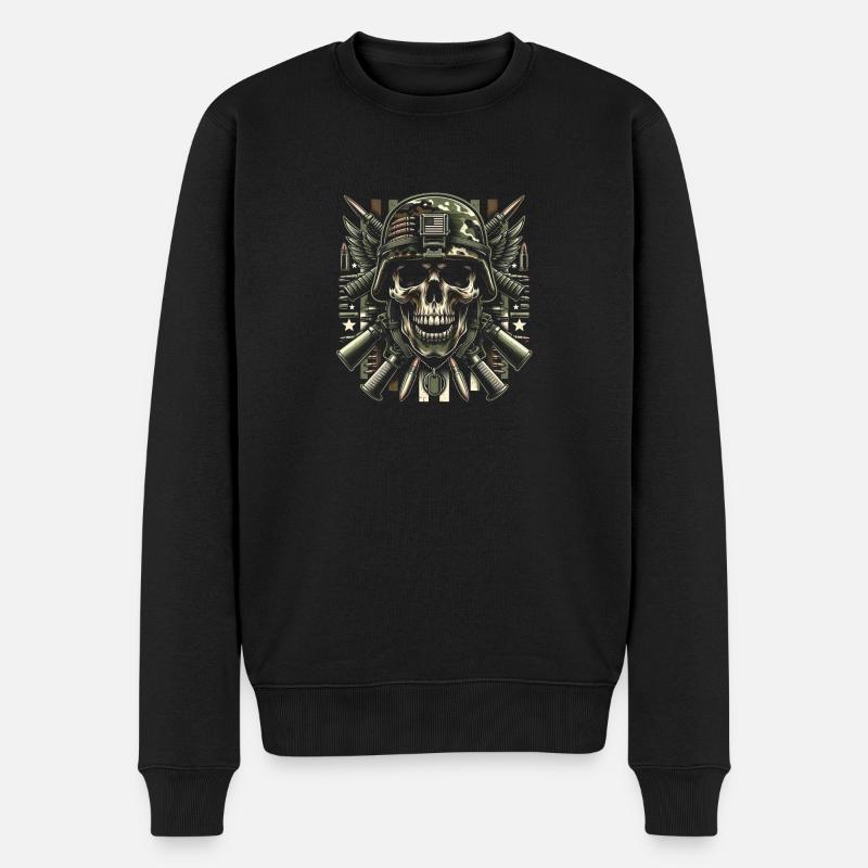 Puissance militaire : Soldat crâne - Pull Premium bio Homme - noir