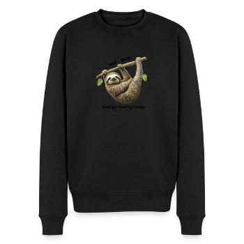 Faules Faultier, - Männer Premium Bio Pullover - Schwarz - Vorne - Nico (187cm)