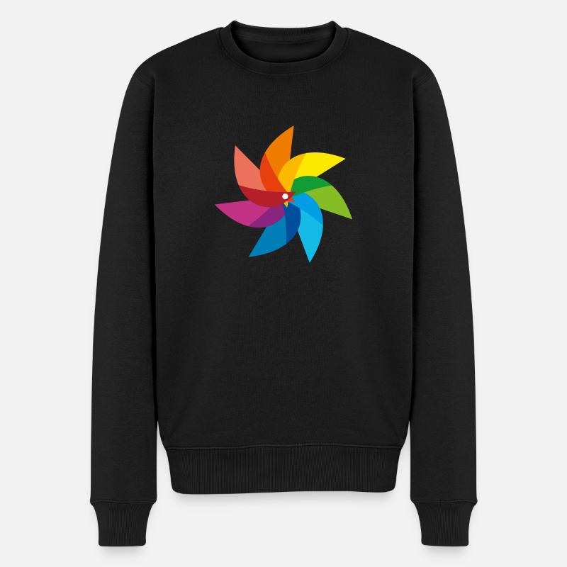 bunte Windmühle Kinderspielzeug Regenbogen Sommer - Männer Premium Bio Pullover - Schwarz