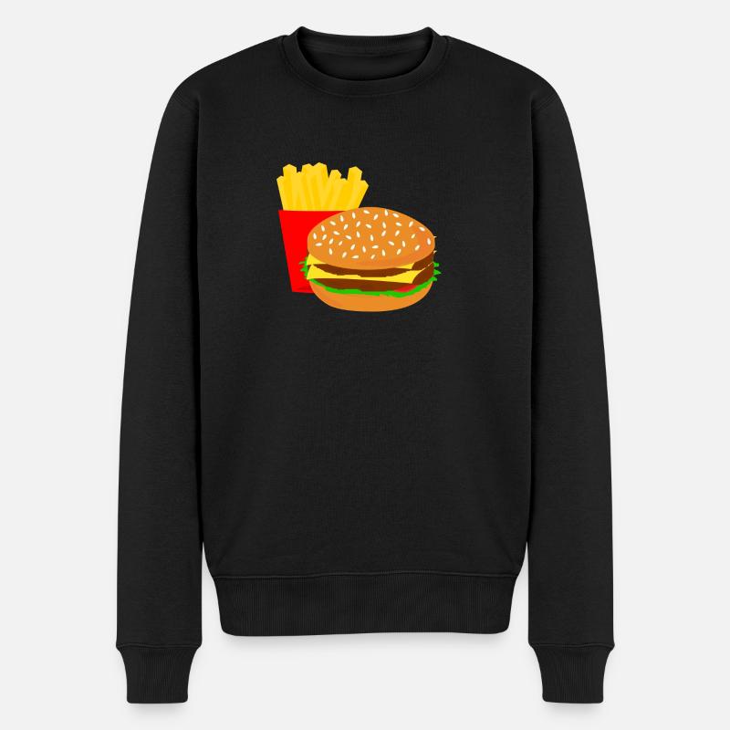 Burger Pommes Food Lover Geschenk Geschenkidee - Männer Premium Bio Pullover - Schwarz