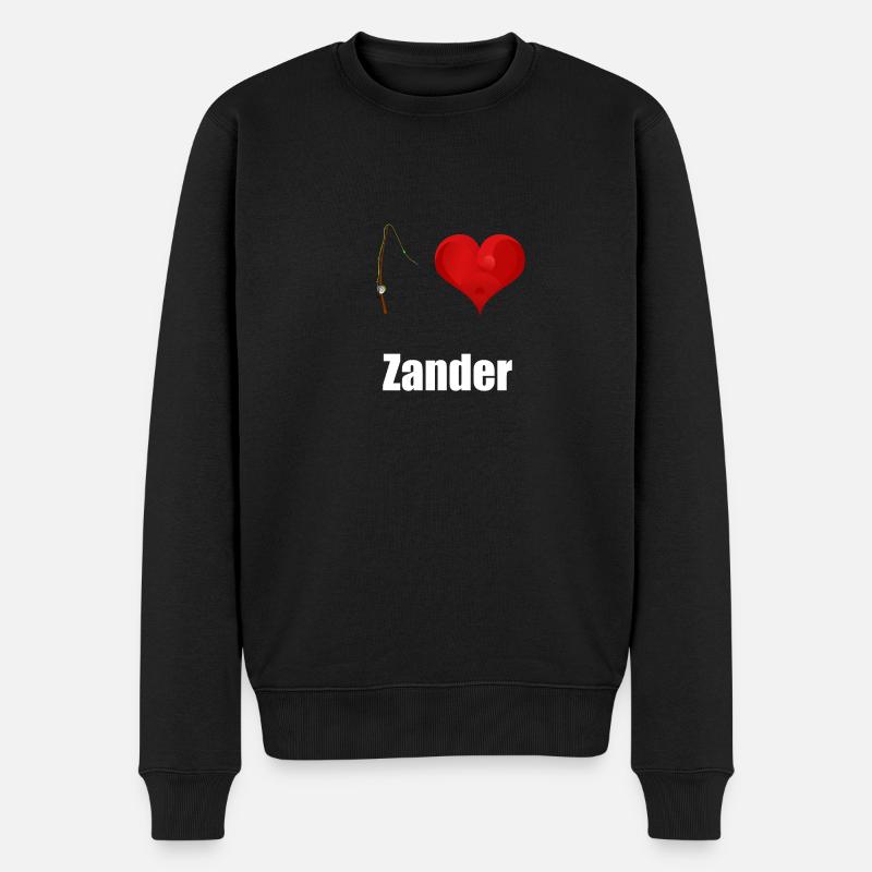 I love Zander - Männer Premium Bio Pullover - Schwarz