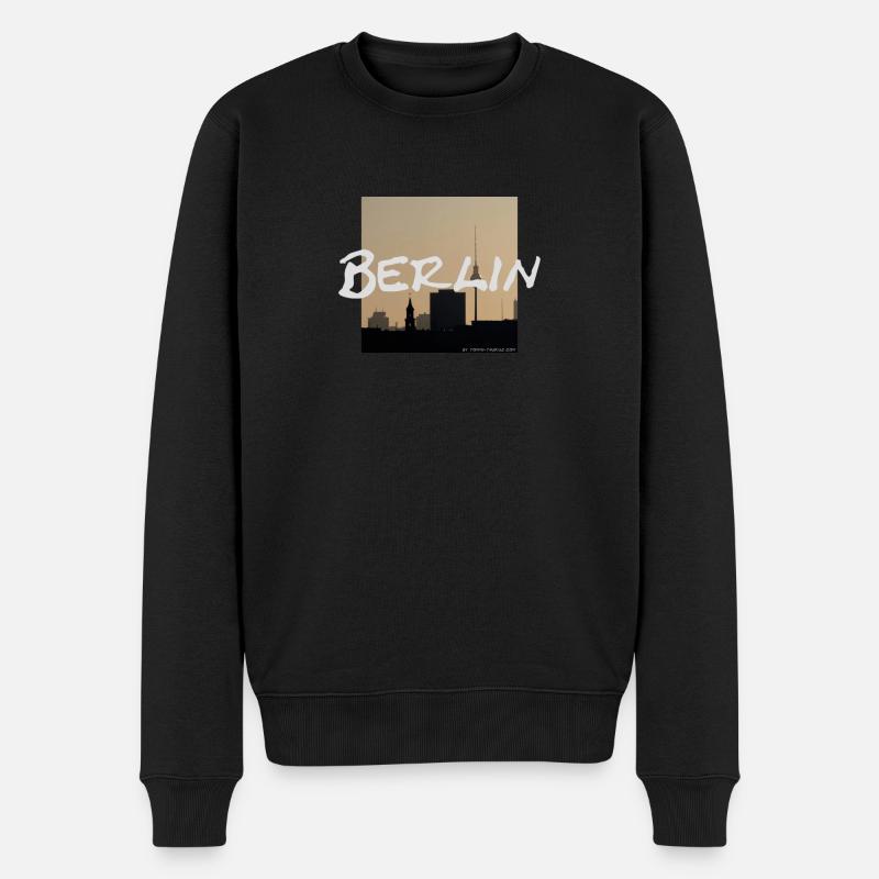 Berlin Fernsehturm Panorama - Männer Premium Bio Pullover - Schwarz