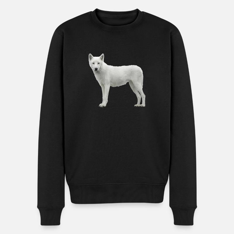 Wolf - Männer Premium Bio Pullover - Schwarz