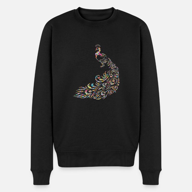 Pfau - Männer Premium Bio Pullover - Schwarz