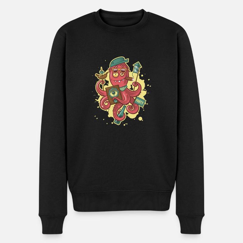 VL120_PartyOctopus_4c - Männer Premium Bio Pullover - Schwarz