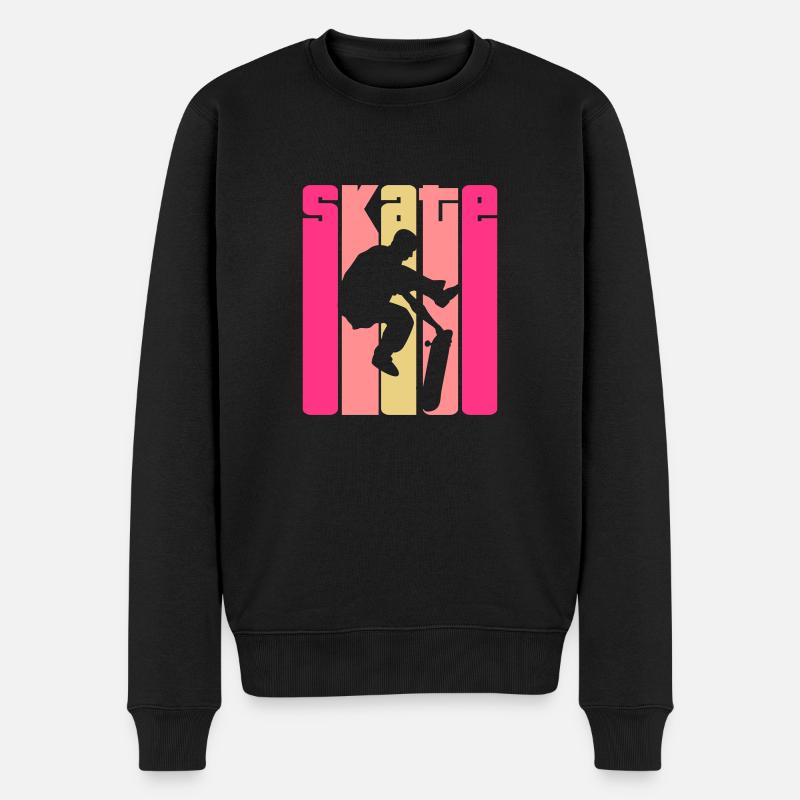 Skate Retro - Skater - Skateboard - Skateboarder - Männer Premium Bio Pullover - Schwarz