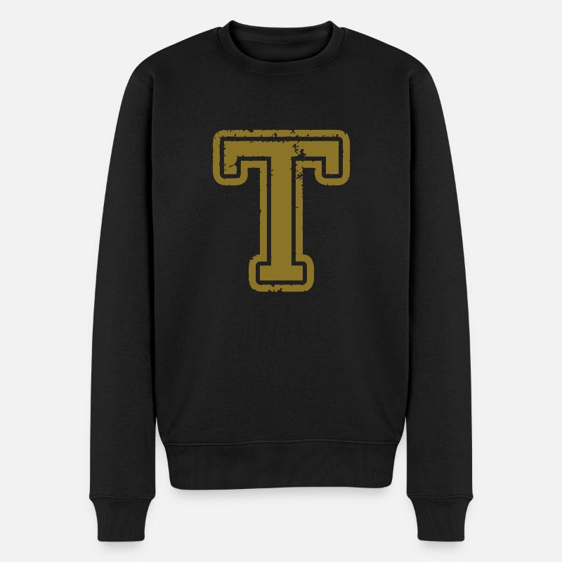 t - Buchstabe - Männer Premium Bio Pullover - Schwarz