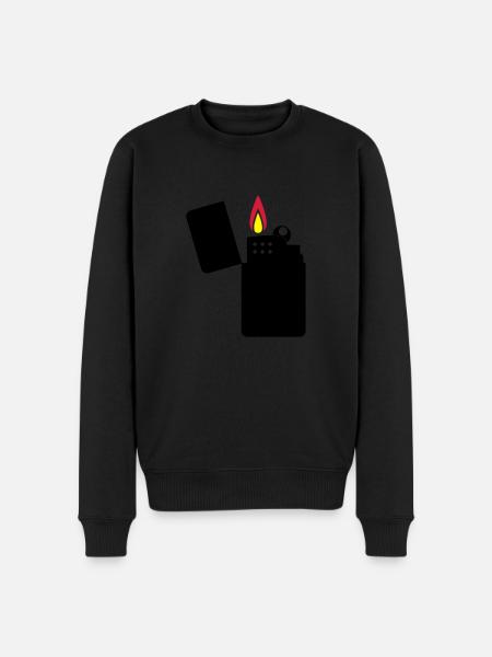feuerzeug_02 - Männer Premium Bio Pullover - Schwarz