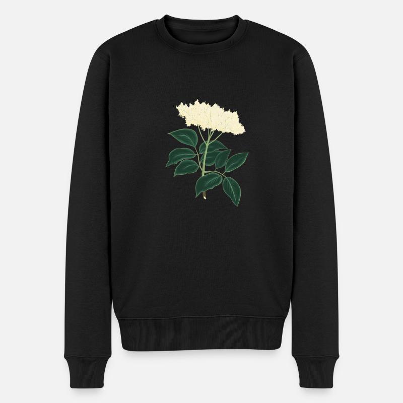 Holunder botanische Zeichnung - Männer Premium Bio Pullover - Schwarz