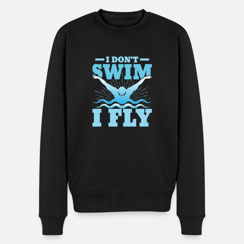 I Don't Swim I Fly Swim Team Swimming - Männer Premium Bio Pullover - Schwarz