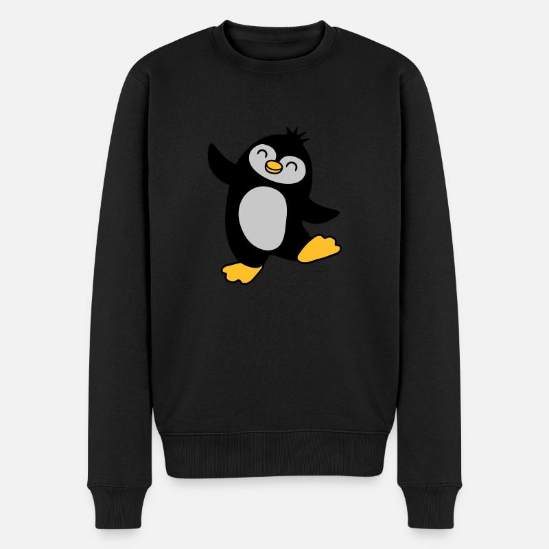 Happy cute penguin dancing - Men's Premium Organic Jumper - black