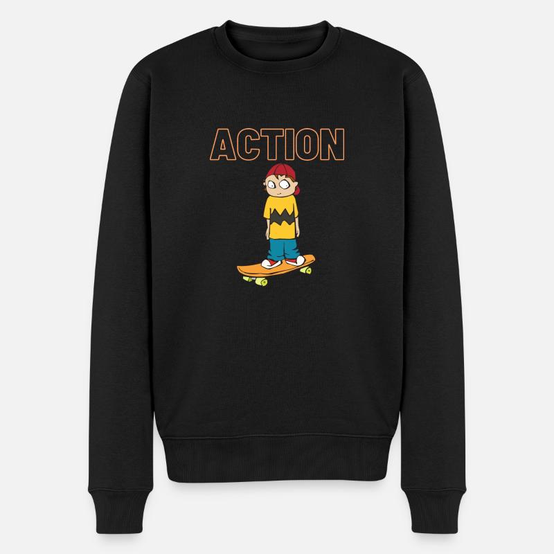 Skate Action - Männer Premium Bio Pullover - Schwarz