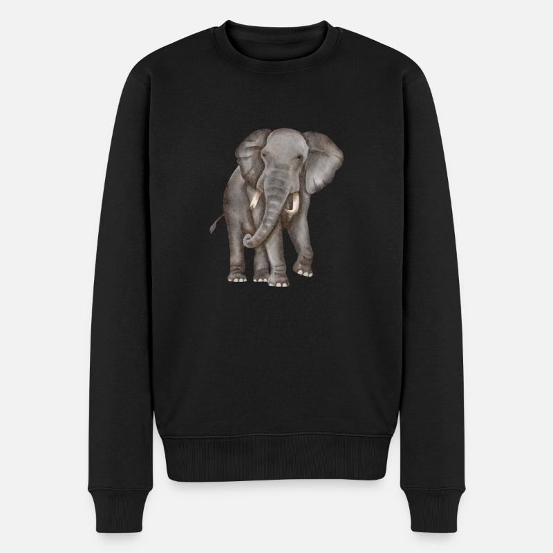 Aquarelle d’éléphant - Pull Premium bio Homme - noir