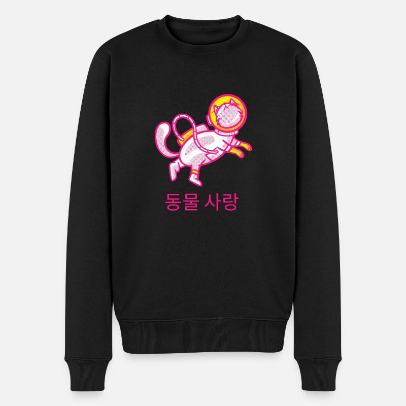 Space Cat - Männer Premium Bio Pullover - Schwarz