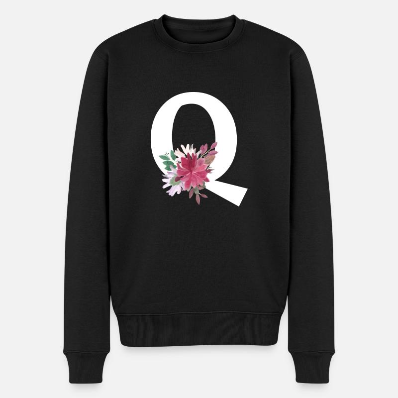 Lettre q floral - Pull Premium bio Homme - noir