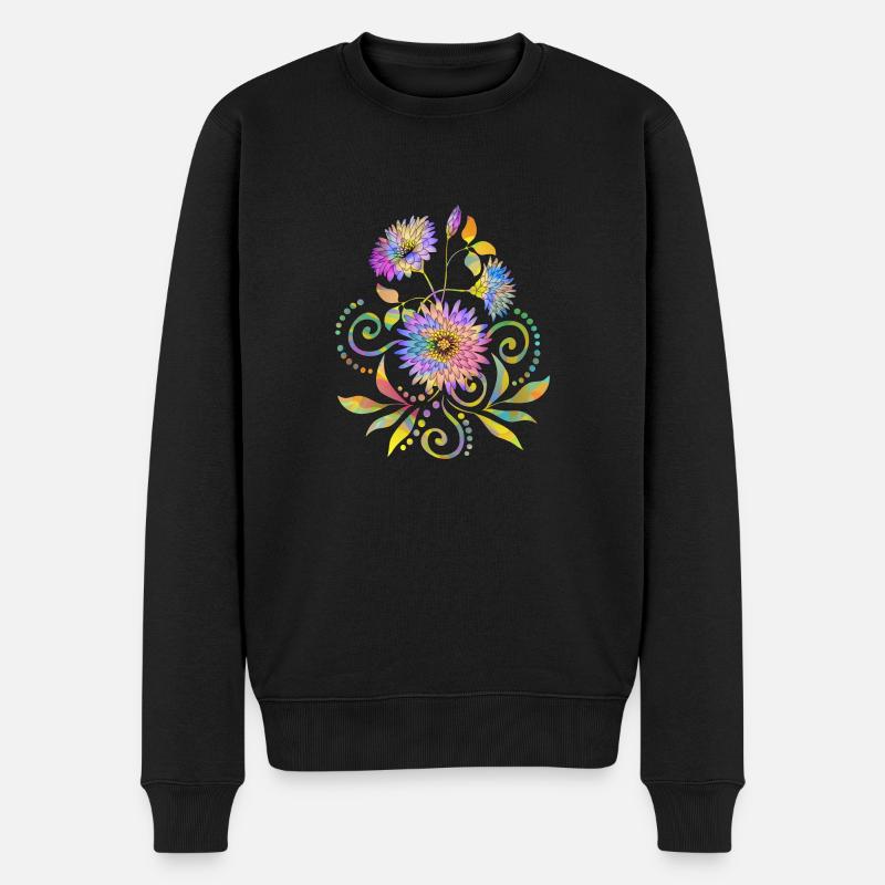 Blumen - Männer Premium Bio Pullover - Schwarz