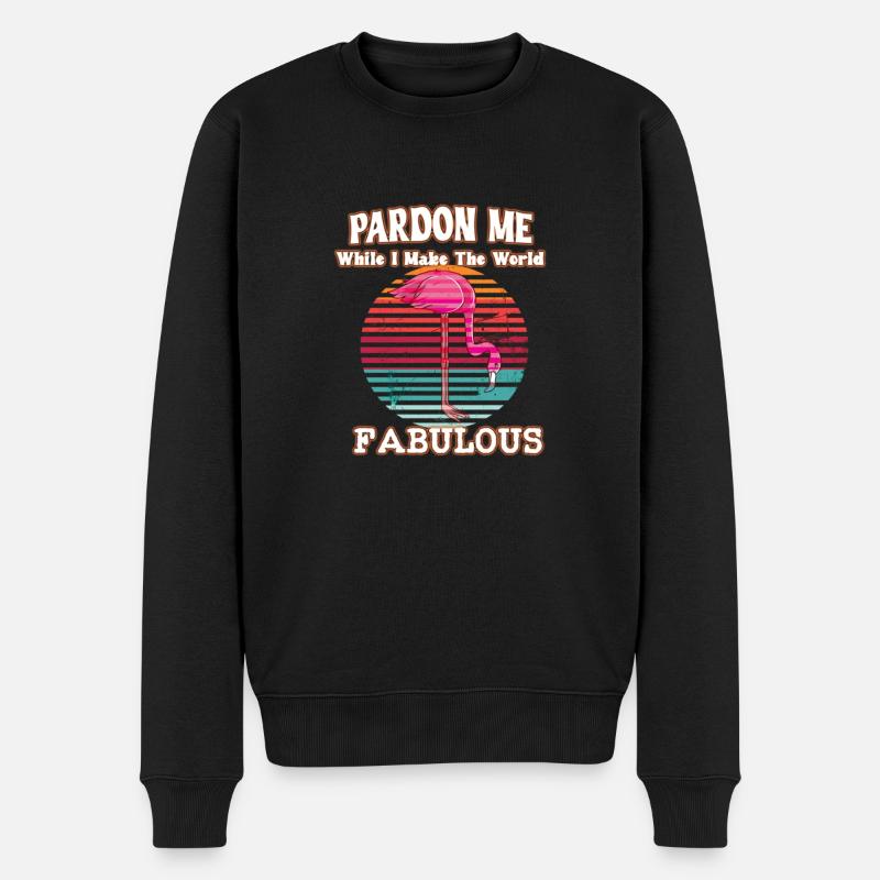 Fabelhafter rosa Flamingo - Männer Premium Bio Pullover - Schwarz