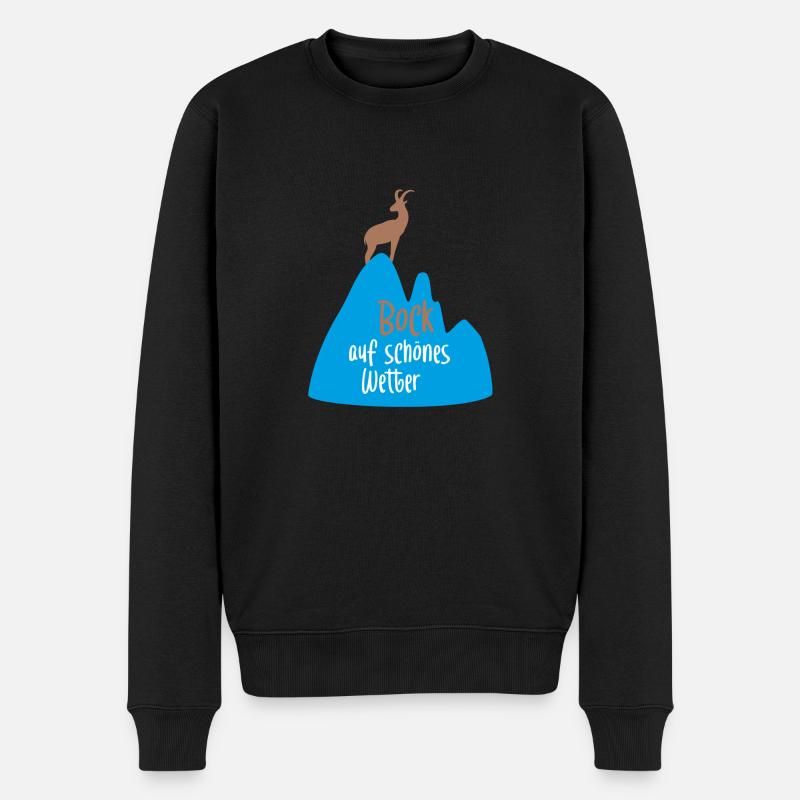 Schönes Wetter Meteorologe Steinbock Berg bunt - Männer Premium Bio Pullover - Schwarz