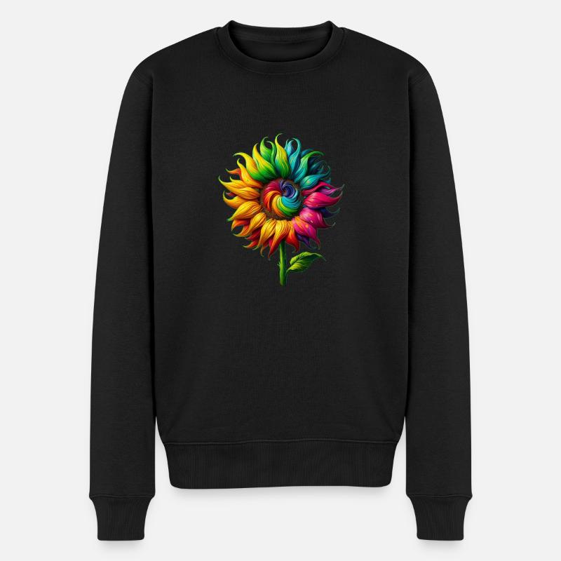 Regenbogen Sonnenblume - Männer Premium Bio Pullover - Schwarz