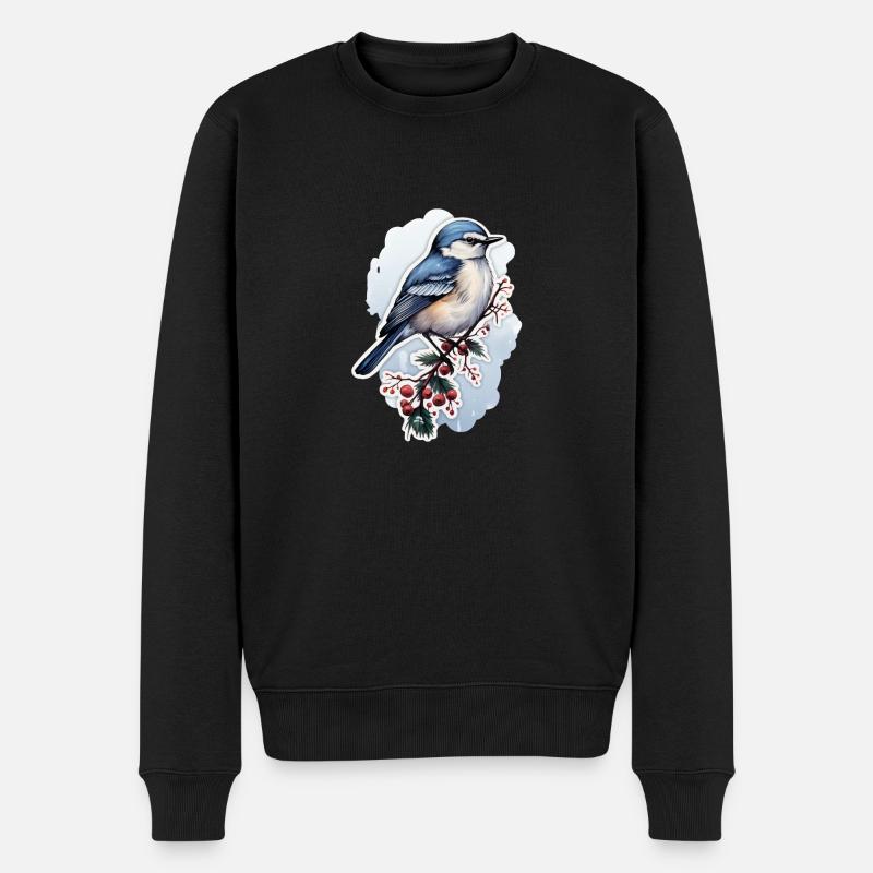 Oiseaux en hiver - Pull Premium bio Homme - noir