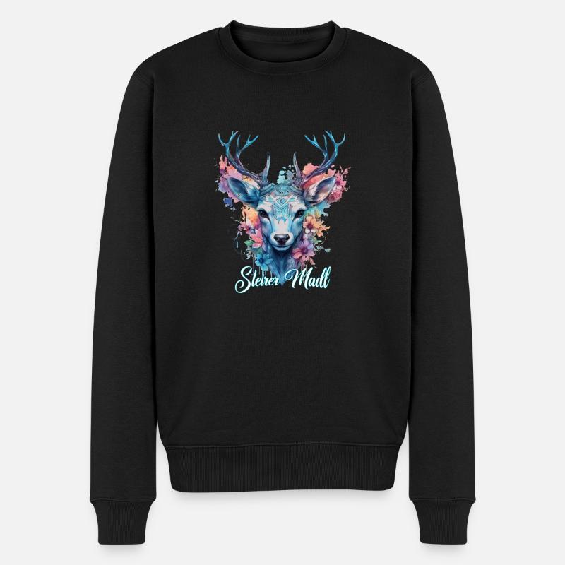 Steirer Madl mit Hirsch Steiermark Design - Männer Premium Bio Pullover - Schwarz