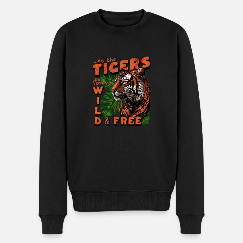 Let The Tigers Be Forever Wild Free - Männer Premium Bio Pullover - Schwarz