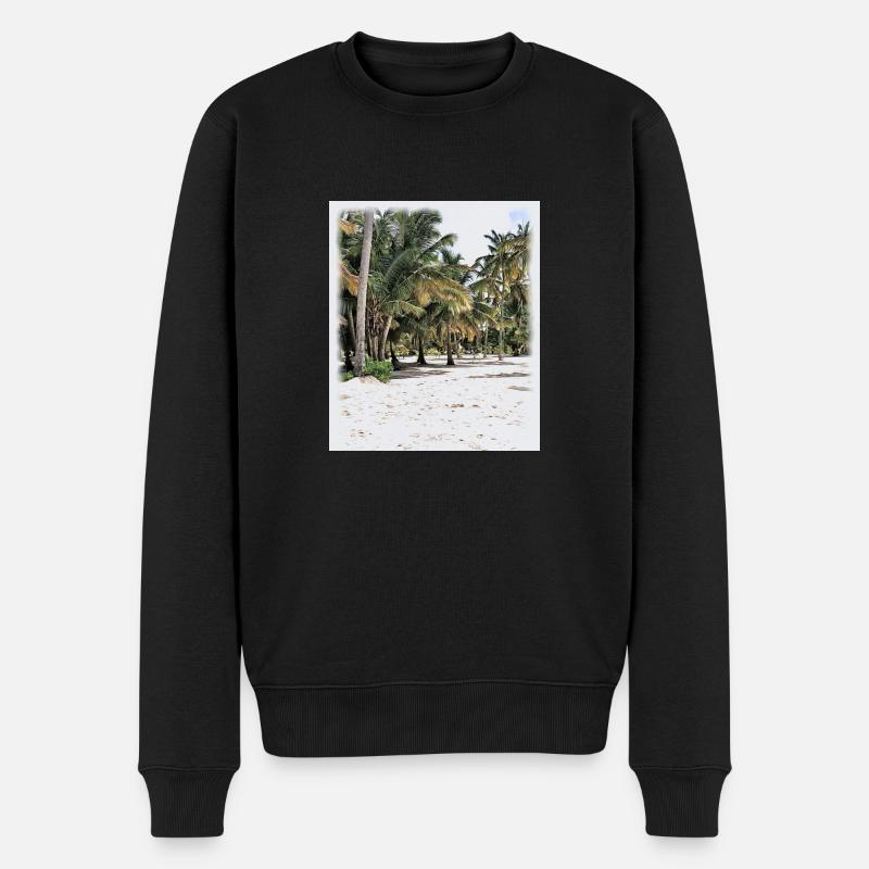 Palmenmeer - Männer Premium Bio Pullover - Schwarz