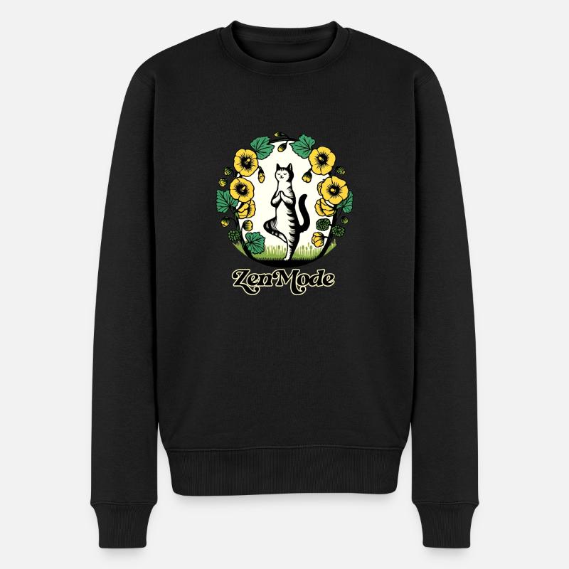 Chat Kitty en mode Zen - Pull Premium bio Homme - noir